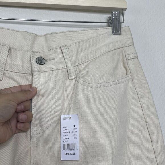 Brandy Melville Jeans Galt Small 26 Flared Cream Bootcut 100% Cotton Denim NEW - Picture 6 of 14